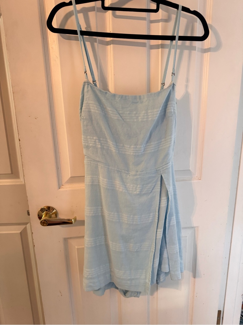 Free People Light Blue Spaghetti Strap Romper/dress with Side Slit